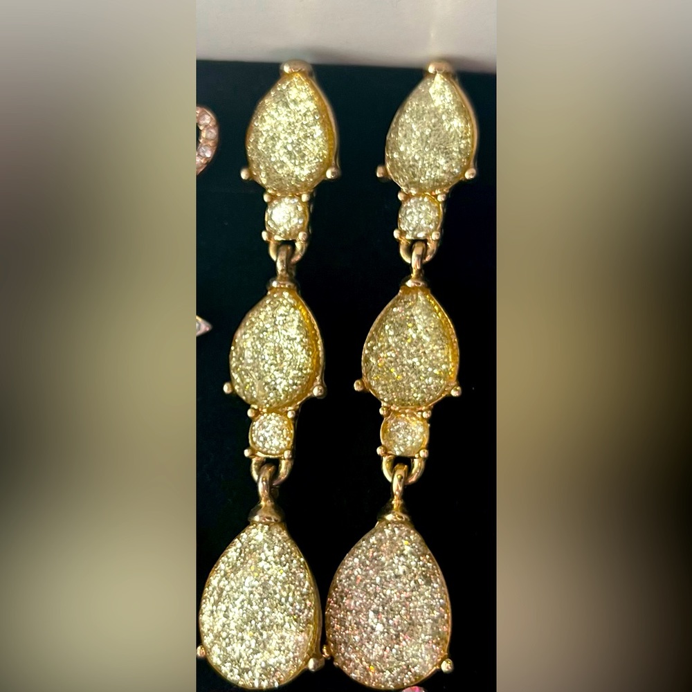 Silver&Gold Sparkly Teardrop Earrings